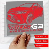 Stiker Cutting Variasi kaca mobil Vios Gen 2 Merah