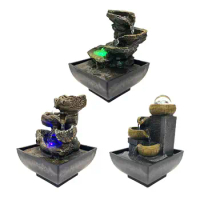 4 Tier Tabletop Water Fountain with Pump Ornament Flowing Water Relaxation Waterfall Fountain for Garden Desk Feng Shui Decor