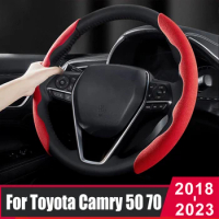 For Toyota Camry 50 70 XV50 XV70 2012-2020 2021 2022 2023 Car Steering Wheel Booster Cover Case Anti Slip Leather Accessories