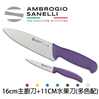 【SANELLI 山里尼】SUPRA主廚刀16CM+11CM水果刀(158年歷史100%義大利製)