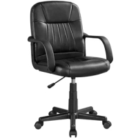 Adjustable Faux Leather Swivel Office Chair, Black Office Chair Ergonomic