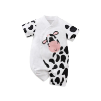 【JoyNa】短袖包屁衣 短袖寶寶連身衣 奶牛款 嬰兒服(造型款.春夏短袖)