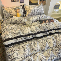 ✔❈ﺴ北歐風赫本床包四件組 黑白風四件組 床單被套枕套三件式