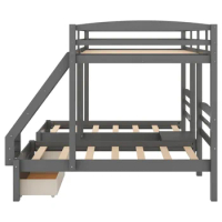 Full Over Twin &amp; Twin Bunk Bed,Triple Bunk Bed With Drawers