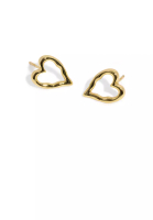 Mooclife 925 Sterling Silver Plated Gold Simple and Cute Hollow Heart-shaped Stud Earrings