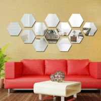 12pcs acrylic 3D mirror wall stickers mural applique detachable stickers Room Decor Stick Art Bathroom DIY