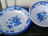 set piring dan mangkok melamin motif bunga 100% melamin