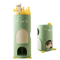 Wholesale Modern Pet Scratching Cardboard Cat House Sisal Luxury Barrel Shaped Pet House Cat Condo Tree Cat Tree House