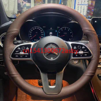 DIY custom leather hand sewn steering wheel cover for Mercedes Benz E300 C260 c200l glb200 GLC A200 CLA car accessories