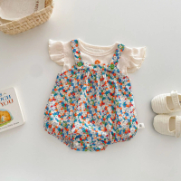 2025 Baby Floral Romper 0-5 Years Old Summer Korean Children's Clothing Girl Baby Strap Romper Baby 
