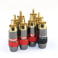 High quality American Monster 24K pure copper Gold plated RCA plug AV amplifier signal Lotus plug audio cable connector