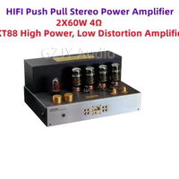 HIFI Push Pull Stereo Power Amplifier, KT88 High Power, Low Distortion Amplifier, 2X60W 4Ω,KT88*4. 12AT7*2. 6N1P*1. GZ34*1
