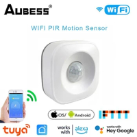 AUBESS Tuya WIFI Smart PIR Motion Sensor Mini Human Body Movement Detector Smart Life Infrared Sensor For Alexa Google Home