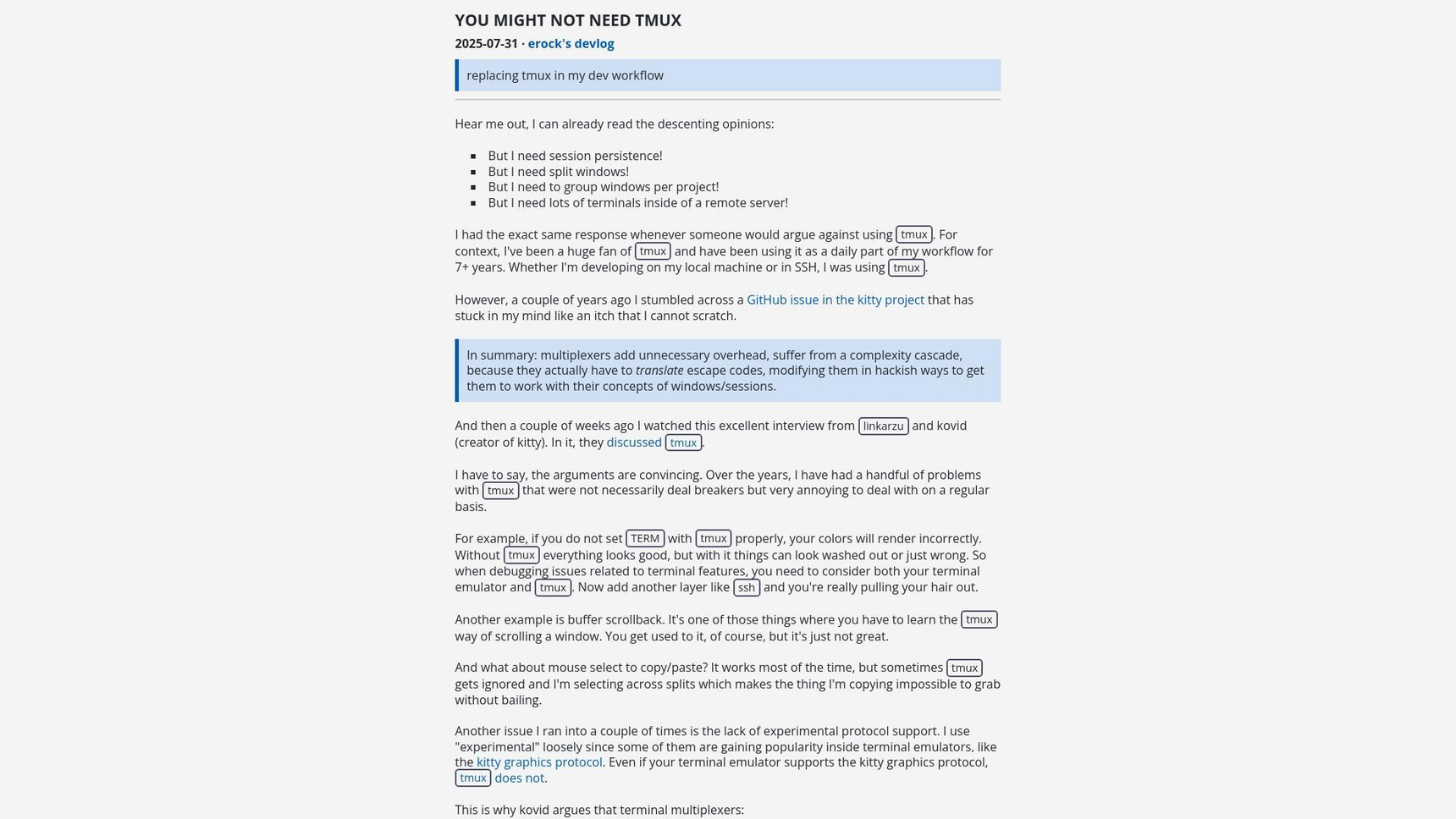 開發者放棄 tmux 改用 shpool 和原生視窗管理打造更簡潔的終端設定 — BigGo 財經