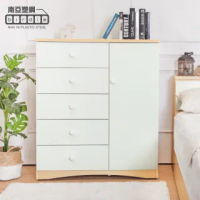 【南亞塑鋼】3.3尺五抽單門塑鋼斗櫃/收納櫃/置物櫃(白橡色+白色)