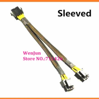 16AWG Sleeved CPU 8pin to Dual 8pin(4+4) Power Extension Adapter Cable 8P Y Splitter Mainboard Power Supply Cable Cord