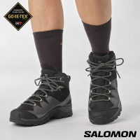 salomon官方直營 女 QUEST ROVE Goretex 高筒登山鞋(黑/磁灰/靜灰)