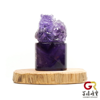 紫水晶 頂級手工龍雕刻 179g 紫水晶雕刻擺件｜崖柏木座