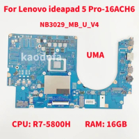 NB3029_MB_U_V4 For Lenovo Ideapad 5 Pro-16ACH6 Laptop Motherboard CPU: R7-5800H RAM: 16G DDR4 NB3029 FRU:5B21C75279 100% Test OK