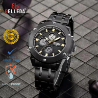 PROMO BELLEDA 9021 Fashion Jam Tangan Pria rantai sport stainless steel jam cowok original classic W