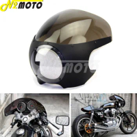 Matte Black Smoke Motorcycle Visor 5 3/4" Fairing Headlight Fairing Mask Windscreen Cowl For Cafe Racer Chopper Sportster Custom