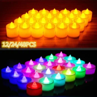 12/24/48pcs Flameless LED Tealight Tea Candles Wedding Light Romantic Candles Lights for Birthday Party Wedding Decorations