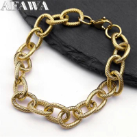 Punk Chunky Gold Color Thick Chain Bracelets for Women Men Stainless Steel Gold Color Wrist Chain Jewelry Gift BLT16S02