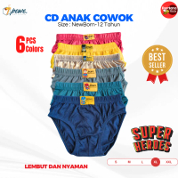 6 Pcs Celana Dalam Anak Warna Terang 0-12Thn Lucu - Celana Dalam cowok Katun Nyaman Rilex Seharian -