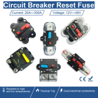 Circuit Breaker Reset Fuse Box 12v-48v DC 250A 20A-300A Solar Fuse Car Truck Audio Manual Power Protect Resettable Insurance