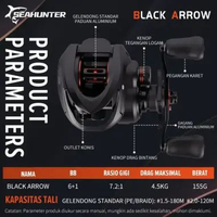 SeaHunter BLACK ARROW Reel BC Reel Pancing Baitcasting, Drag Clicker, 6+1 BB Ball Bearings, 7.2:1 Ge