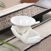 1pc White porcelain Buddha hand holding Kung Fu tea set, ceramic tabletop decoration