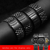 Black Silver Stainless Steel Watchband Double Insurance Buckle Replace Metal Belt For Citizen Mido Men's Watch Chain 18 20 22mm