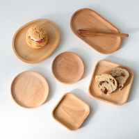 日式木質橢圓托盤櫸木小清新木碟 ins木質餐盤家用點心蛋糕碟子