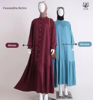 Gamis cassandra basic | gamis polos rayon twill tebal adem | gamis busui | Marun XL