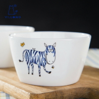 景德鎮餐具可愛卡通陶瓷米飯碗4.5英寸小湯碗創意方碗北歐動物碗
