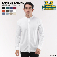 Stylelaki LAPIQUE - Kemeja Putih Pria Casual Lengan Panjang Slim Fit Anti Kusut Nyaman dan Lembut