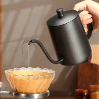 350/600ML Long Gooseneck Coffee Pot with Scale with Lid Drip Coffee Kettle Slender Spout 304 Stainless Steel