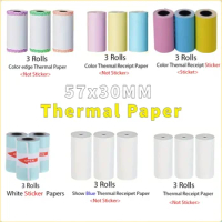 3 Roll Thermal Mini Printer Paper Colorful Roll Self-Adhesive Printable Sticker Compatible with P1 PeriPage A6 57mm Printers