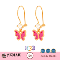 Anting Emas Anak Baby Colour Fuschia Burtterfly Gold 10K Semar Nusantara