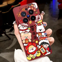 Ốp lưng điện thoại hình động vật dễ thương màu đỏ năm mới cho Samsung Galaxy S22 S21 S20 Plus Ultra 