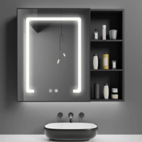 Bathroom mirror cabinet, wall mounted, independent intelligent with light and defogging, toilet storage box, bathroom mirror sto