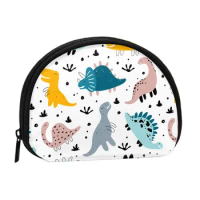 Dinosaurs Element 3D Printing Coin Purse Ladies Shopping Portable Silver Bag Travel Mini Credit Card ID Gift