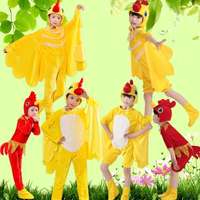 新款兒童親子舞蹈舞臺演出服裝卡通動物造型黃色小鳥小雞表演服