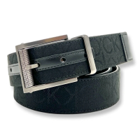 Calvin Klein CK 男生 皮帶 織布滿版電繡LOGO 素面黑色 旋轉扣頭 兩面使用 男款 腰帶