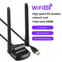 USB WiFi Adapter 5400Mbps High Gain 6dBi Antennas USB 3.0 Wireless Network Adapter 802.11AC WiFi Adapter Supports Win 11/10