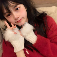 韓版麻花條紋手套冬季女可愛半指毛線絨保暖防寒甜美學生針織手套 雙11特惠