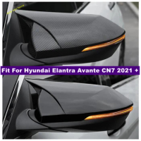 Car Accessories Ox Horn Blade Style Rearview Mirror Decor Shell Cover Housing Trim For Hyundai Elantra Avante CN7 2021 - 2023