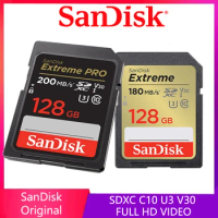 SanDisk Memory Card Extreme PRO 256GB 128GB SD Card Class10 U3 V30 UHS-I 64G SDXC Flash Card 4K UHD For 1080p 3D Full HD Camera