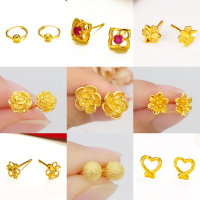 送戒指越南沙金耳釘女久不色999歐幣飾品防24k黃金飾品耳環