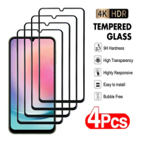 4Pcs Full Tempered Glass For Samsung Galaxy A54 A34 A24 A14 A04 A05 A15 A25 A35 A55 Screen Protector M04 M14 M54 Protective Film